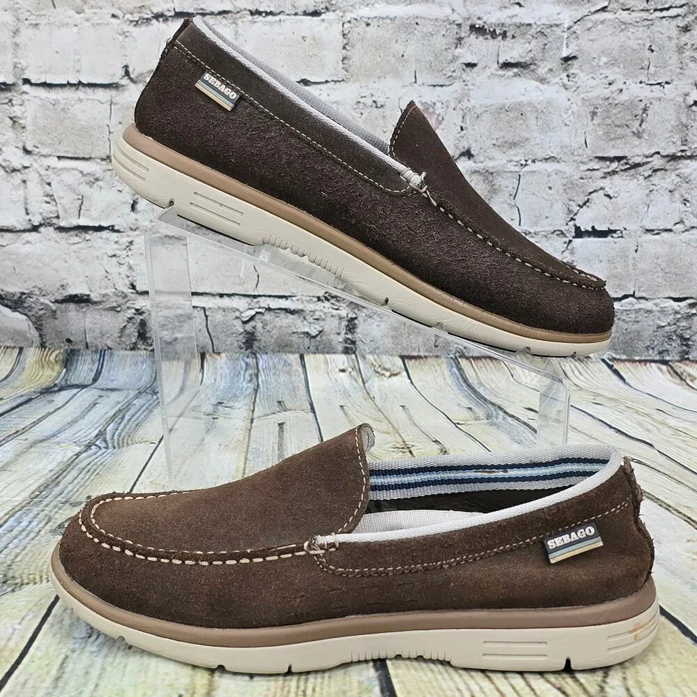 Sebago Docksides Loafers Men 8M Dark Brown Suede Slip-On Casual Boat Shoes